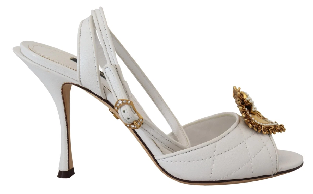 DOLCE & GABBANA Shoes White Devotion Embellished Sandals EU36 / US5.5  1350usd