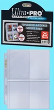 25 Ultra Pro Platinum 4-Pocket Secure Pages for Toploaders Binder Card Sheets