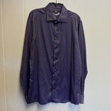 Eton Shirt Size Large Slim Fit Purple Long Sleeve Button Cuff 100 Cotton