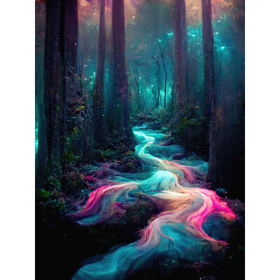 The Enchanted Forest Magical Fantasy River Huge Wall Art Print Picture 18X24 In