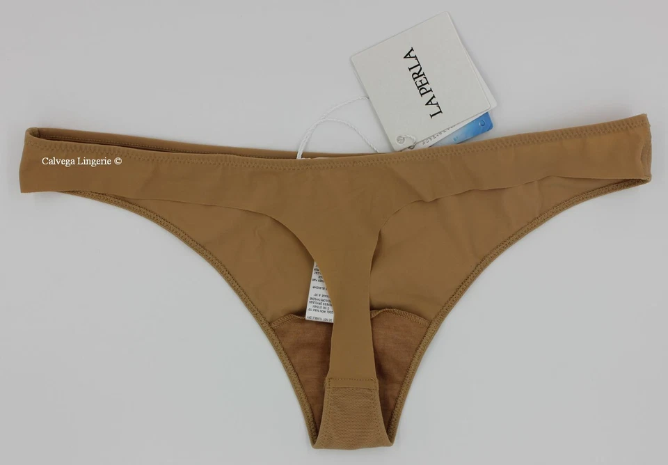 NWT La Perla 0013432 "Timeless" Low-Rise Nylon / Mesh Thong, Beige, M, Italy - Image 4 of 4