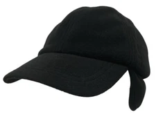 LL Bean Polartec Winter Trapper Fleece Hat Ear Flaps Packable Black Size Small