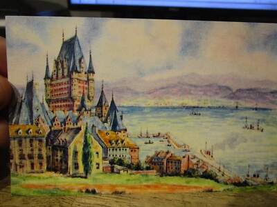 V8 QUEBEC CANADA Old Postcard Quebec La Citadelle St Laurent Watercolor Painting