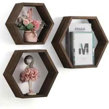 Hexagon Floating Shelves Set of 3 Farmhouse Honeycomb Wall Storage MFB334239