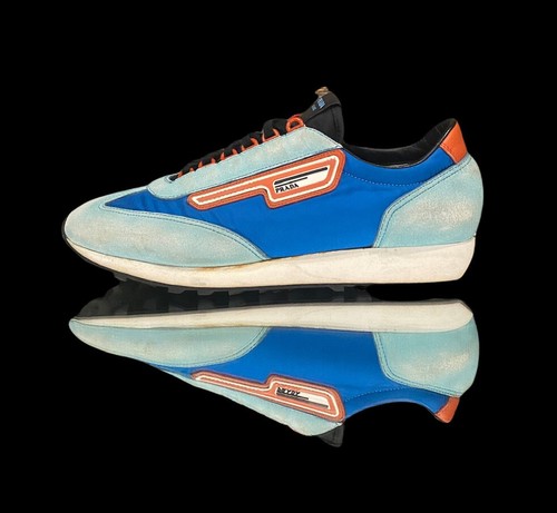 navy blue prada trainers