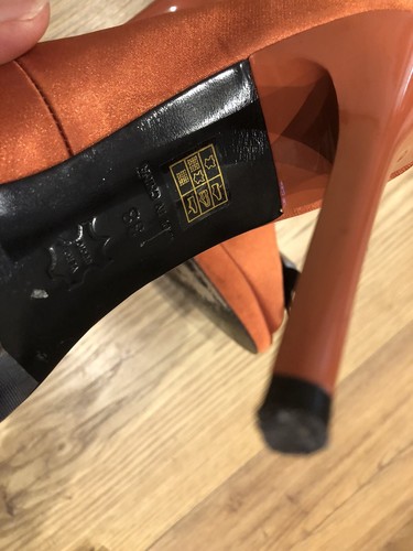 Karen Millen hight Heels Sandals Shoes narrow feet orange satin Size 38/5 - Picture 6 of 6