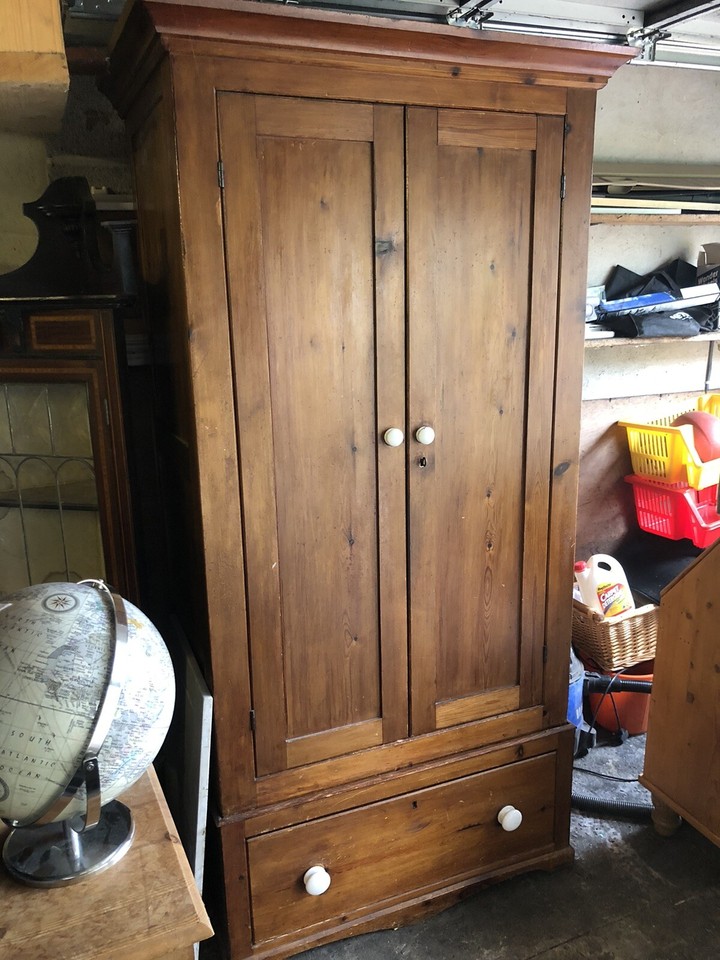 Antique Dark Pine Single Wardrobe eBay