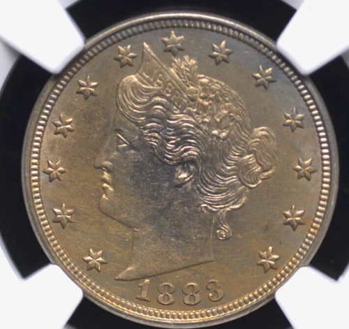 1883 "NO CENTS" LIBERTY "V" NICKEL NGC MS 62 EXTRA CLEAN AND LUSTROUS FOR THE