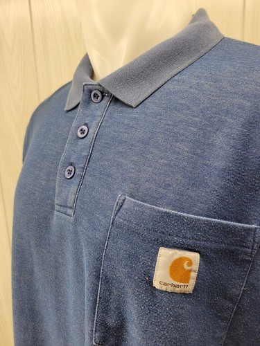 Carhartt K570 Mens XL REG Blue Short Sleeve Pocket Polo Shirt Casual Work - Picture 4 of 11