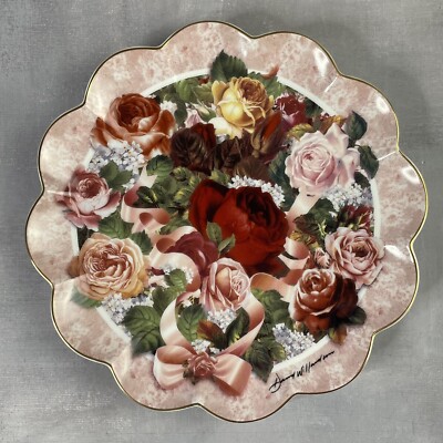Dekoteller DAVID WILLAMSON Victorian Rose Blumenstrauß Blumendekor ~20,5cm