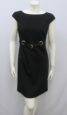 Dolce & Gabbana Dress Black Patent Built In Belt Silver Grommets Size 40 Small 4