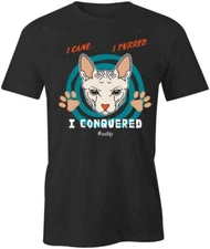 I CAME I PURRD I CONQUERED TShirt Tee Short-Sleeved Cotton CLOTHING PETS S1BCA58