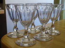 BACCARAT 6 ANCIENS VERRES A APERITIF CRISTAL GONDOLE COTES PLATES ht 11,5 cm