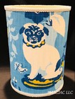 Blue Pug Fabric Covered Wastebasket New