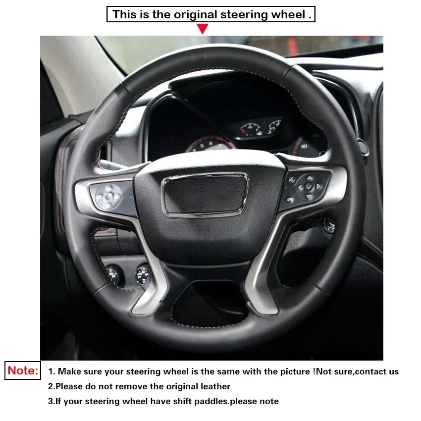 Cubierta de volante de gamuza de fibra de carbono sintética para GMC Acadia 2017-23 Canyon 15-22 Foto 2 de 4