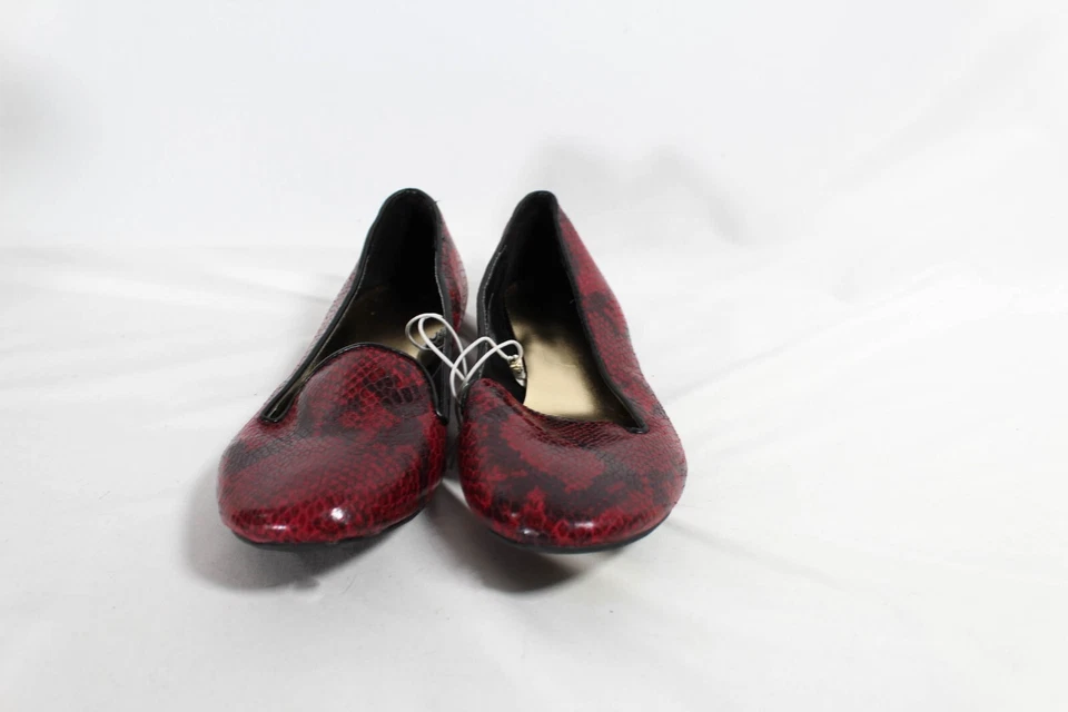 Mocasines planos Mossimo de piel de serpiente borgoña y negro nuevos con etiquetas, para mujer talla 8 1/2 Foto 4 de 4