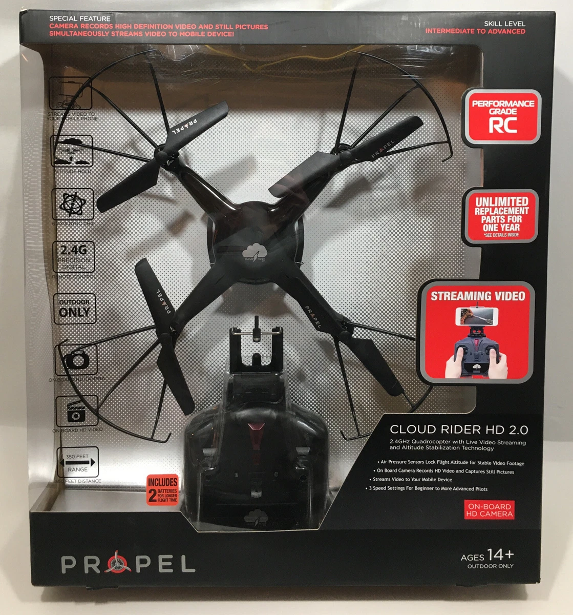 Propel Cloud Rider 2.0 2.4Ghz Quadcopter with HD Camera Black Drone NEW IN BOX