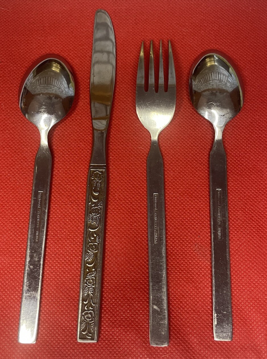 National Flatware ~Costellano~ Set Of 4 Flatware Dinner Fork Knife 2 Tablespoons
