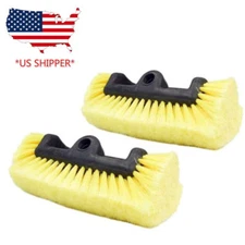 2PC Car Truck Boat RV 10" Heavy-Duty Tri-Angle Wash Brush Head in YLW