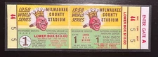 Milwaukee Braves 1958 World Series Game 1 REPLICA ticket vs New York Yankees