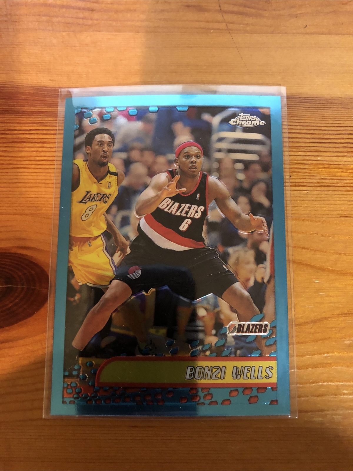 2001-02 Bonzi Wells Topps Chrome with Kobe Bryant #63 - Blazers LA Lakers