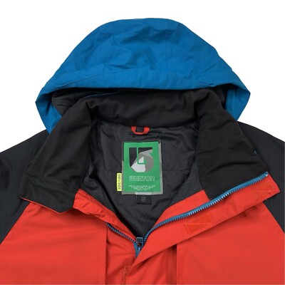 Mens S Burton DRY RIDE Red / Blue Color Block Hooded Insulated