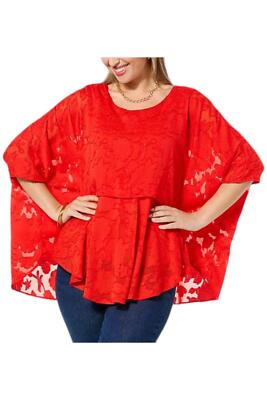 DG2 by Diane Gilman Women's Jacquard Double Layer Top Poppy