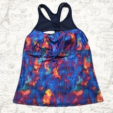 Title Nine Jane Bond Tankini Swim Top Size Large Marble Print Blueberry 603532