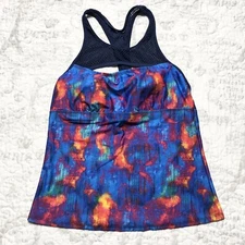 Title Nine Jane Bond Tankini Swim Top Size Large Marble Print Blueberry 603532