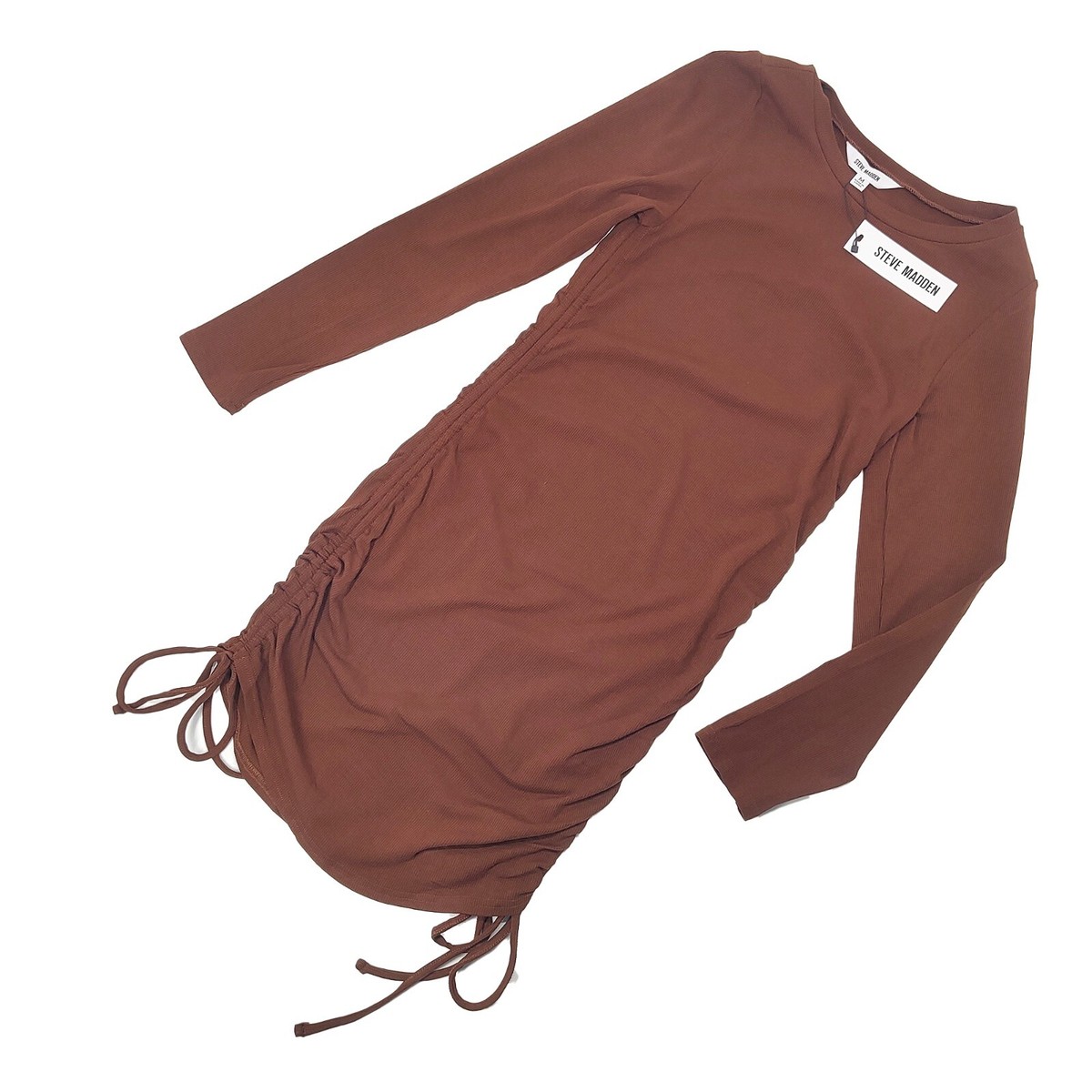New Steve Madden Brown Bodycon Dress Stretch Ribbed Knit Ruched Long Sleeve M | eBay New Steve Madden Brown Bodycon Dress Stretch Ribbed Knit Ruched Long Sleeve M | eBay