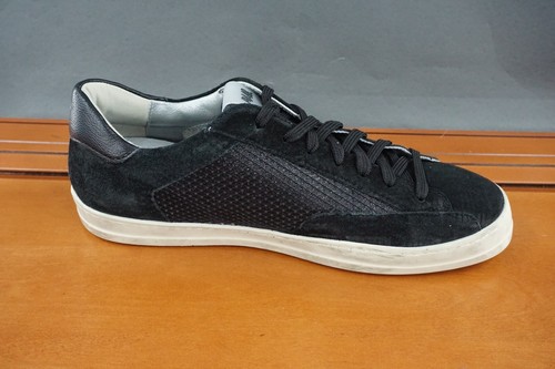 P448 John Herren 43/10,5 Schuhe Schwarz Wildleder Schnürschuhe Niedrig Mode Turnschuhe - Bild 5 von 10