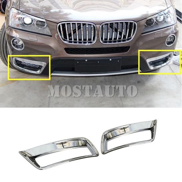 For BMW X3 F25 ABS Front Bumper Grille Fog Light Cover Trim 2pcs 2011