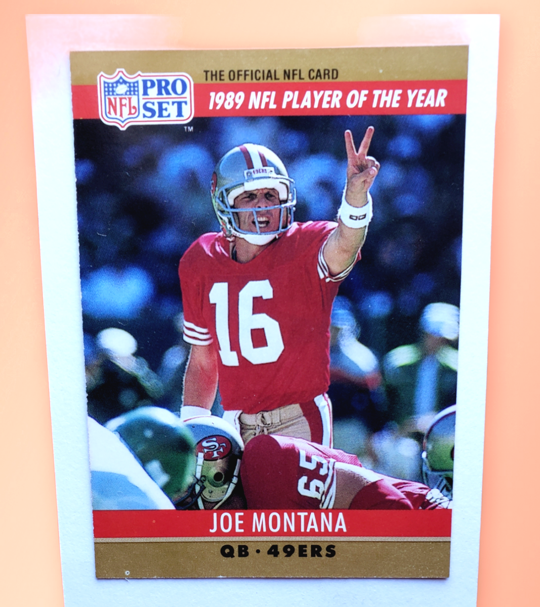 Joe Montana 1990 Pro Set Error Football Card #2 1989 NFL Player Of