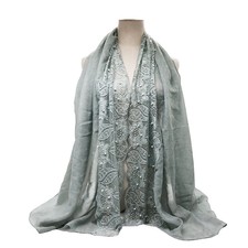Lace Decor Long Scarves Shawls Stoles Muslim Hijab Head Wrap For Arab Ladies
