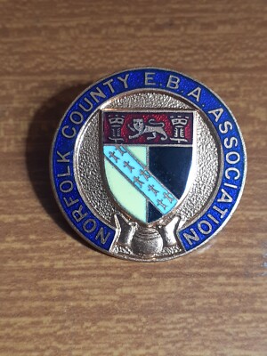 Old UK Bowling Club Enamel Badge - Norfolk County E.B.A. Association (a)