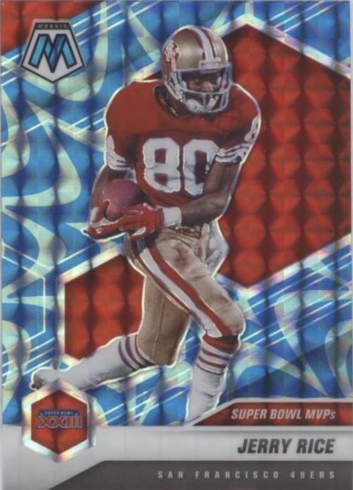 2021 Panini Mosaic - Super Bowl MVPs Jerry Rice #295 Reactive Blue ...