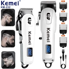 Kemei White Cordless Hair Clippers Trimmer Shaver Clipper Cutting Beard Barber