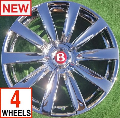 4 NEW Chrome Factory Bentley Continental V8 21 Wheels OEM Flying Spur Propeller
