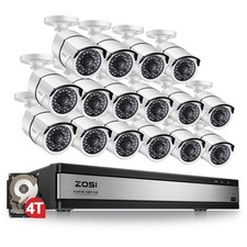 ZOSI H.265 16ch 5MP Lite DVR 1080p Security Camera System CCTV System with HDD