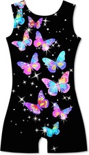 Butterflies Leotards for Girls Gymnastics 4t 5t Black Sparkly Shiny Biketards