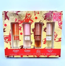 Jovan, White, Wild, & Vanilla Musk Coty Gift Set Women's Perfume 4 Pack 1oz Each