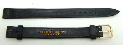 NEW OLD STOCK PATEK PHILIPPE BLACK LIZARD LEATHER WOMEN's WATCH STRAP 11x10mm