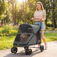 Pawhut Hundewagen Faltbar Hundebuggy FüR GroßE MittelgroßE Hunde Bis 30 Kg