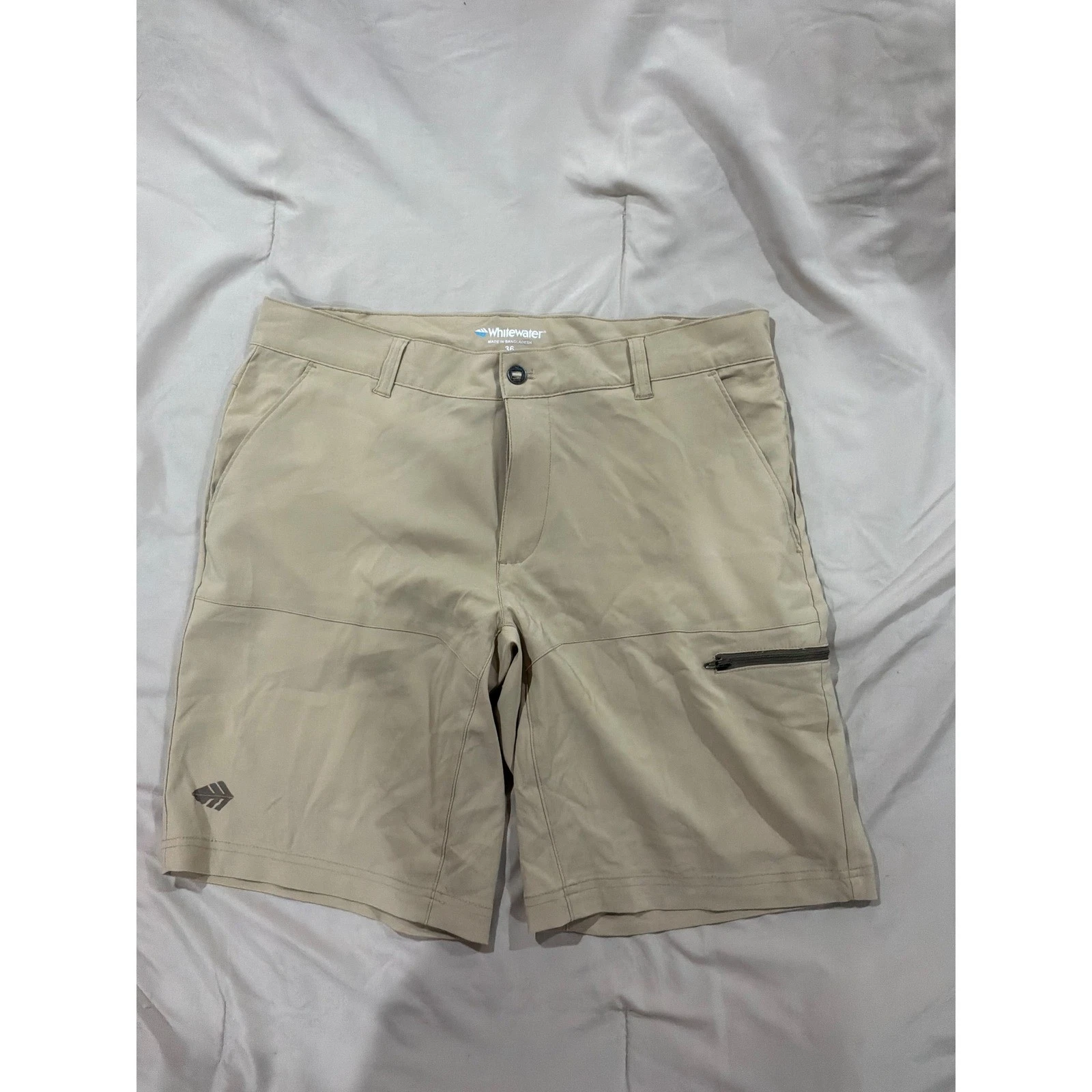 Whitewater Mens Performance Fishing Shorts Tan Khaki Size 36 Quick Dry Outdoor