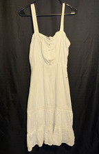 Aerie Womens M White Crinkle Cotton Lace Button Midi Dress NWT (flaw small spot)