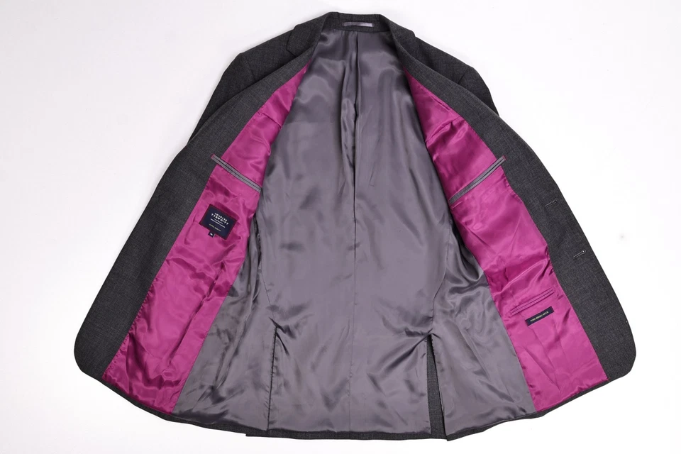 Jaqueta Blazer Charles Tyrwhitt Extra Slim Fit Lã Merino Cinza Sólido 38 L - Imagem 4 de 4