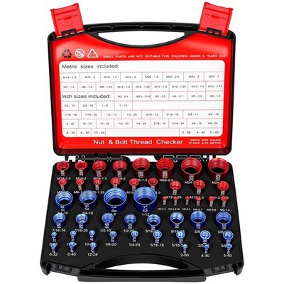 SAE & Metric Nut and Bolt Thread Gauge with Case 50Pcs Thread Checker Set