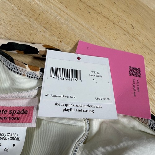 Kate Spade NWT Leopard Animal-Print Halter One-Piece Swimsuit Belt Heart Size S - Picture 5 of 12