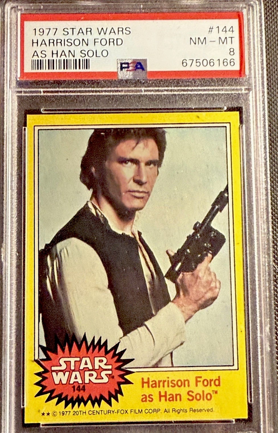 1977 Topps Star Wars #144 Harrison Ford as Han Solo - PSA 8