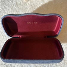 Vintage Gucci Large Blue Velvet Hard Clamshell Eyeglasses Sunglasses Case
